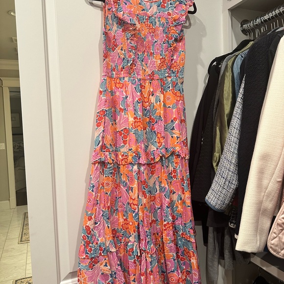 Banjanan Dresses & Skirts - Banjanan Pink and Blue Ruffled Tiered Maxi Sundress